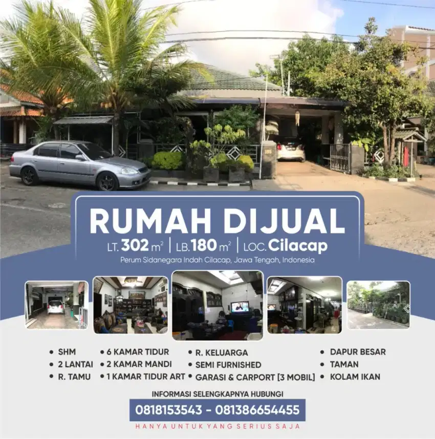 Dijual Cepat Rumah Asri di Tengah Kota Cilacap