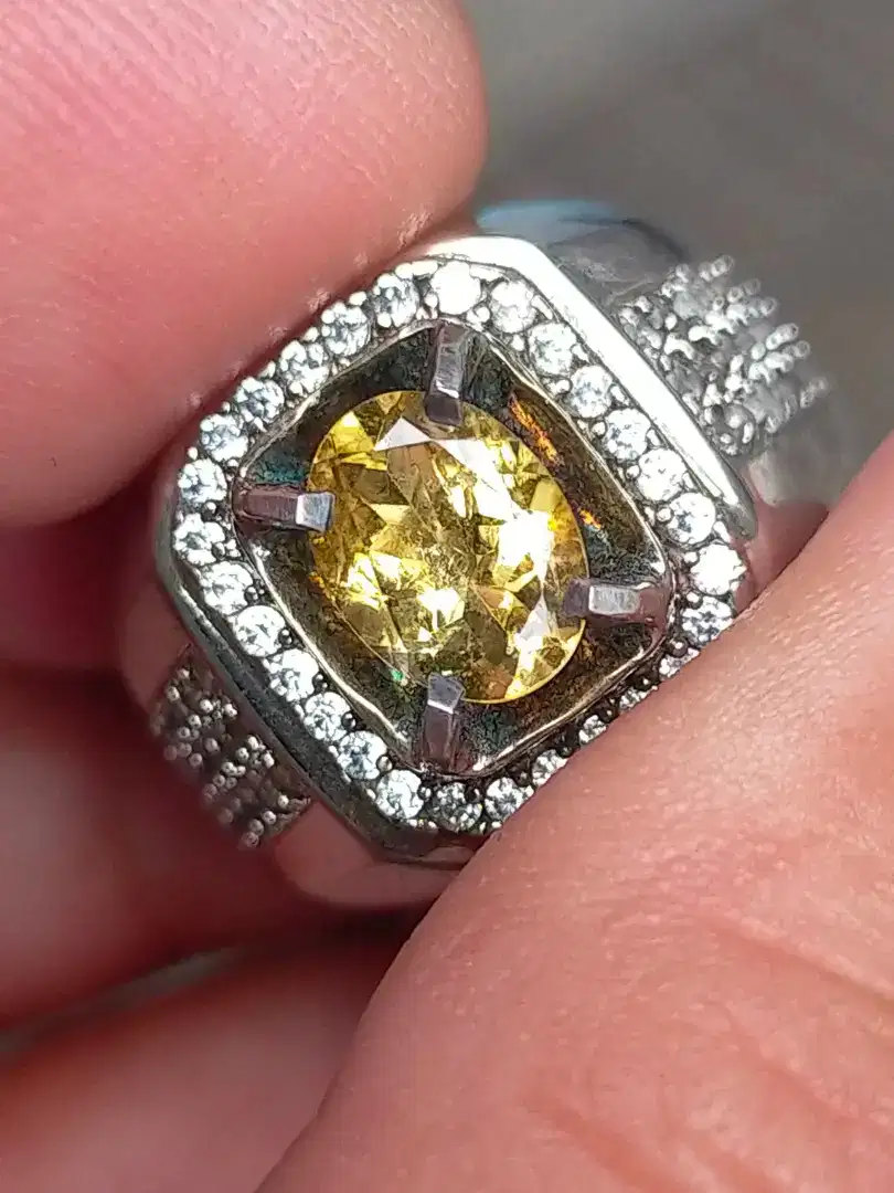 Batu tourmaline canary yellow 1.27 crat ring perak memo MRI