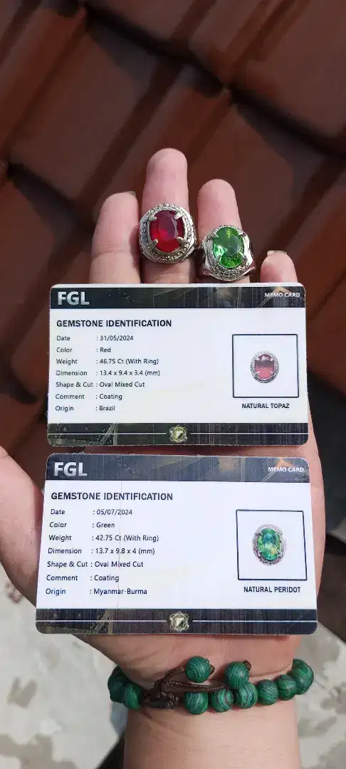 Jual Batu permata peridot dan red topaz + memo lab ( sawangan permai )