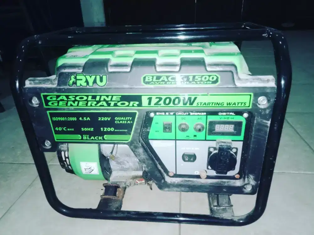 GenSet RYU+Manual,Tipe:1500,Kap:1200W,Op.Normal 1000W,Fuel:Pertalite.