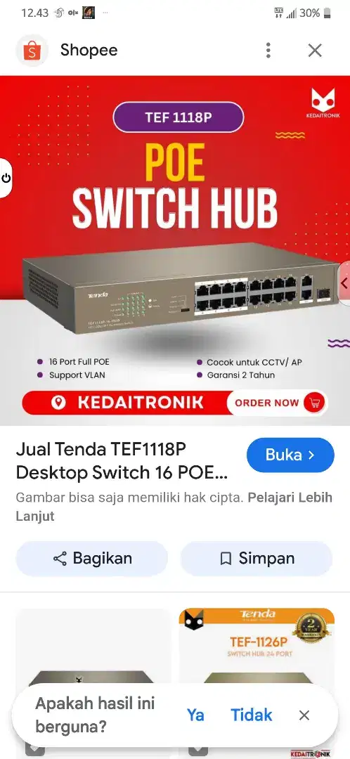 Tenda tef1118p-16-150w