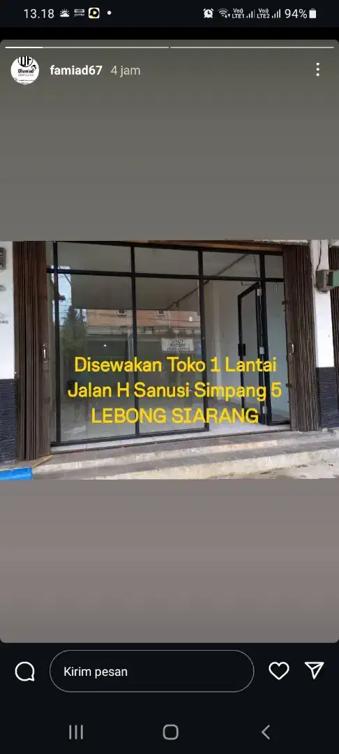 Disewakan ruko strategis murah