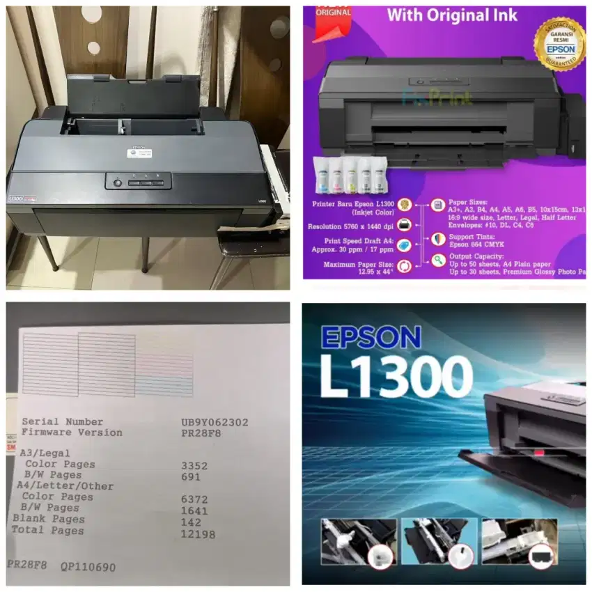 Printer Epson L1300 a3 size  sehat jarang pake lancar buat yg kenal