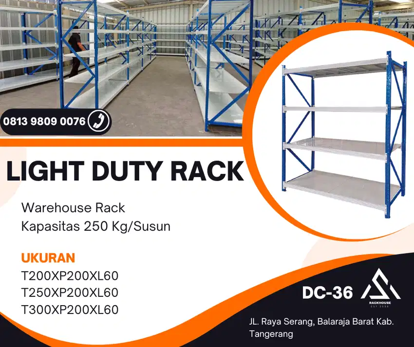 Rak Gudang Serbagun 4 Susun Kapasitas 250 kg/level