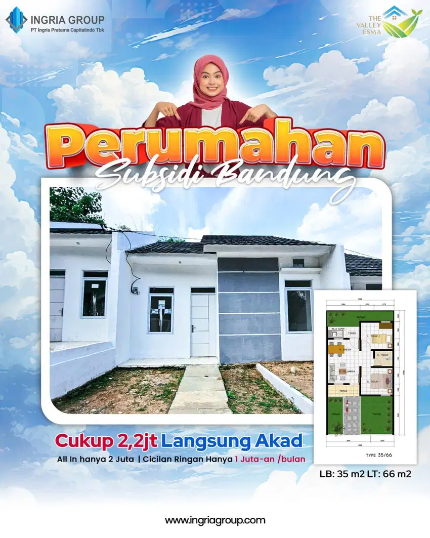 HANYA DENGAN DP 2.2 JUTA BELI RUMAH SUBSIDI DKT PT YAKJIN INDONESIA