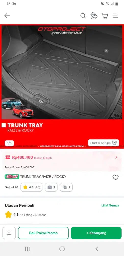 Trunk Tray Raize second kondisi 95%