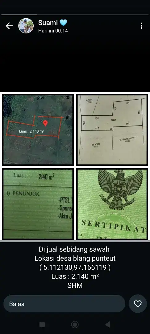 Dijual cepat tanah sawah