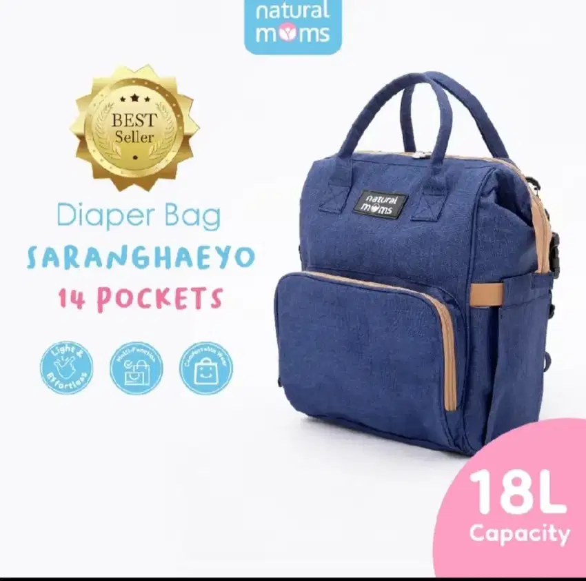 Tas Bayi Diaper Bag Saranghaeyo 14 Pocket Natural Moms