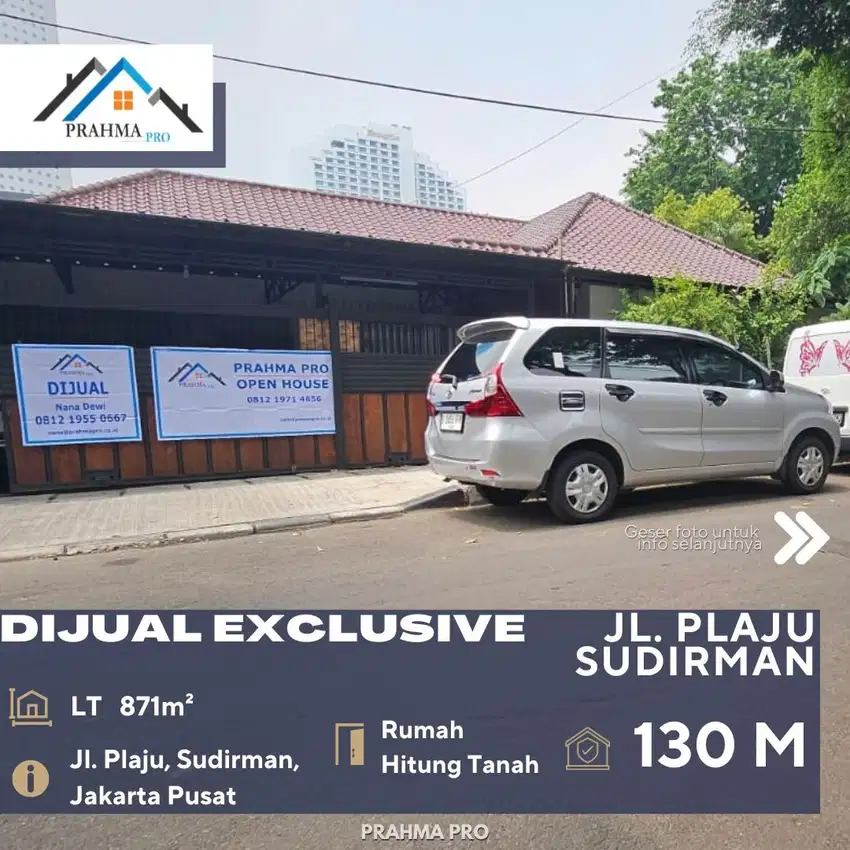 Jl. Plaju Sudirman Jakarta Pusat Dijual EXCLUSIVE Rumah Hitung Tanah