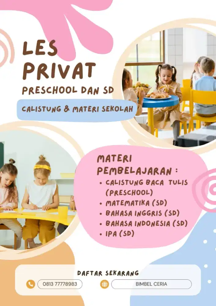 Kursus Privat Preschool Calistung-SD