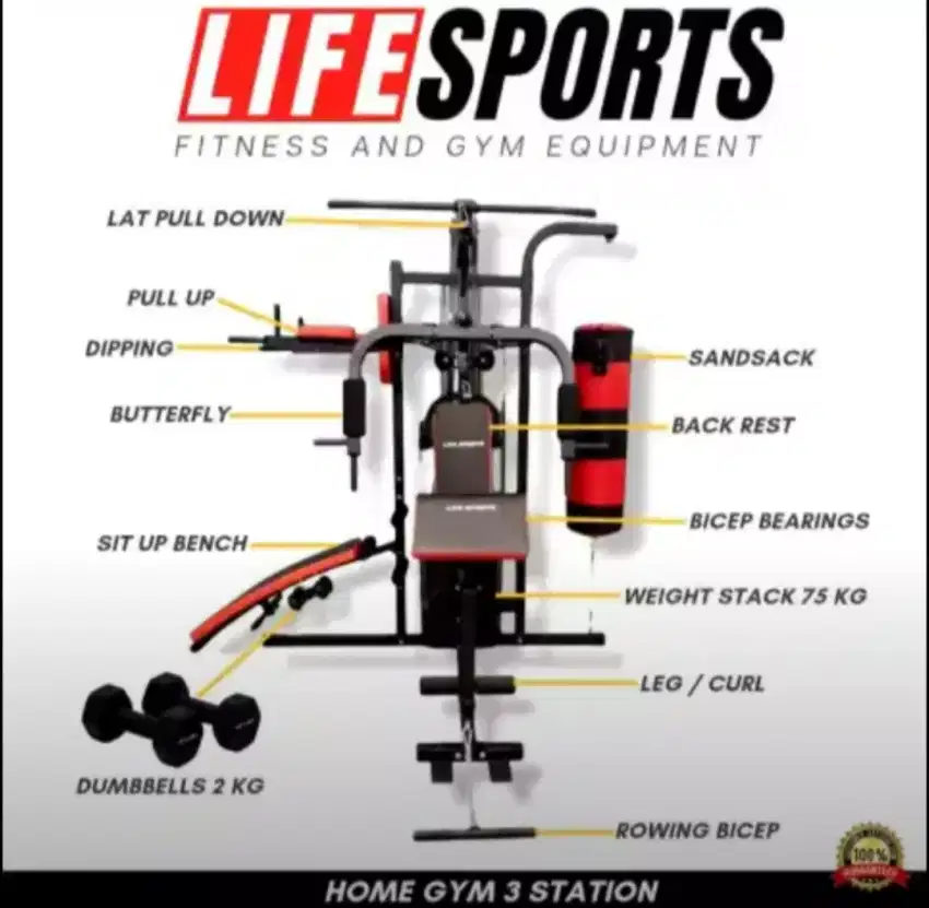 Home Gym 3 Sisi Life Sport Alat Olahraga Otot