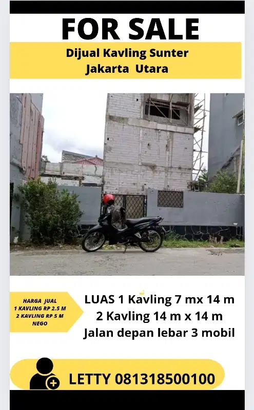 Dijual 2 Kavling Sunter Jakarta Utara Rp 5 M Nego