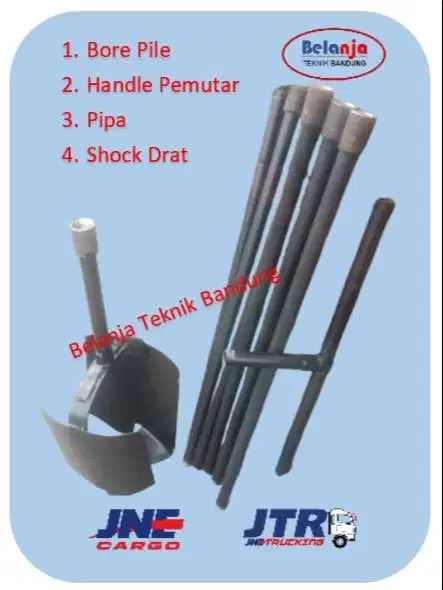 Paket Komplit 1 Set Mata Bor Pile Manual 30cm - Pipa dan Pemutar Pipa