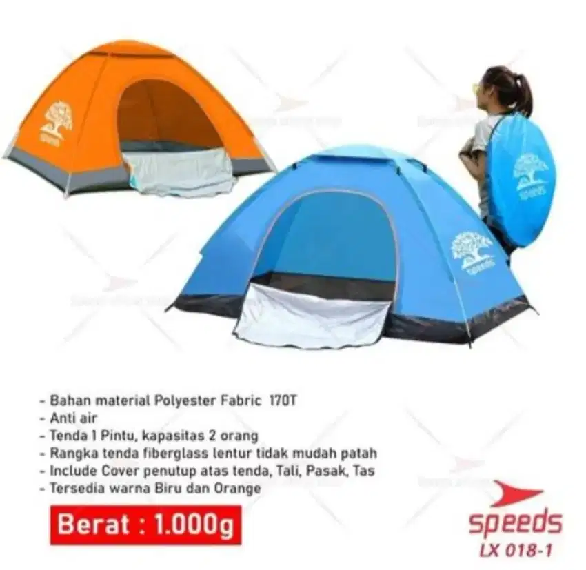 TENDA CAMPING SPEEDS 1 PINTU 018-1 MUDAH DIPASANG & DILIPAT