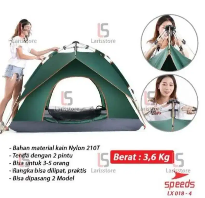 TENDA CAMPING SPEEDS 2 PINTU 018-4 DOUBLE LAYER TERPISAH