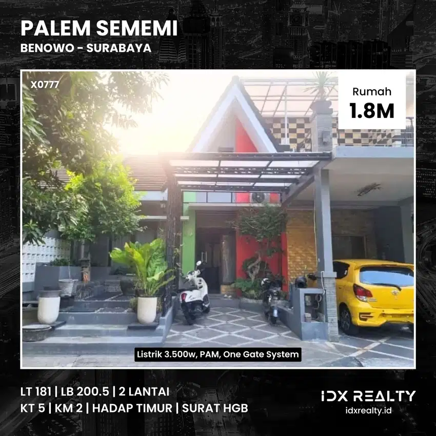 JUAL RUMAH Palem Sememi Surabaya Benowo dkt Tandes Hadap Timur