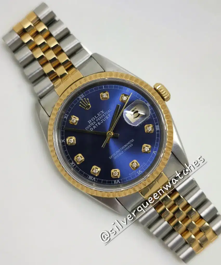 Rolex Men Blue romawi Diamond Paper