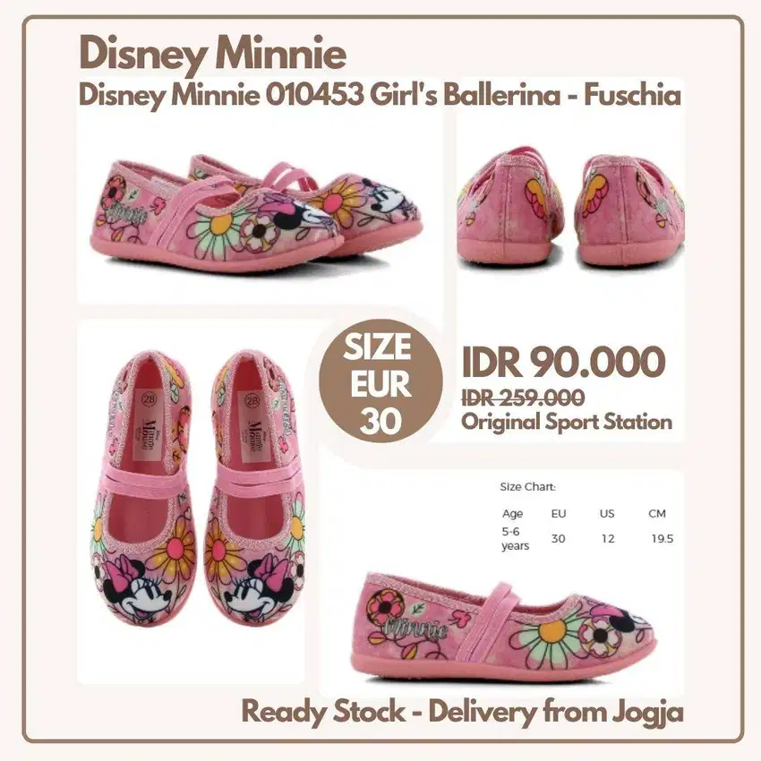 Sneaker Anak Perempuan Disney Minnie 010453 Girl's Ballerina - Fuschia