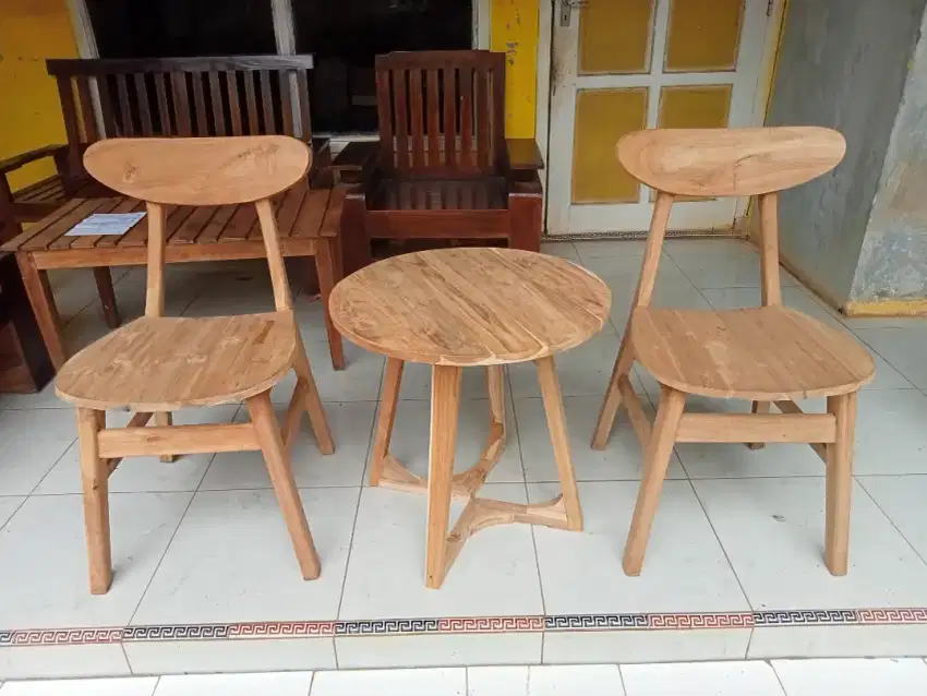 Kursi teras rumah kursi cafe ropan bahan kayu jati ready stock