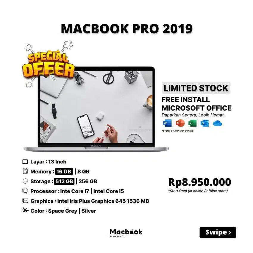 MacBook Pro 2019 TB RAM 16/Storage 500 GB i7