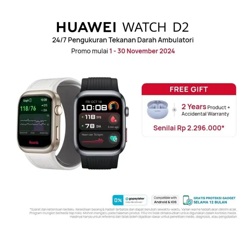 HUAWEI WATCH D2 Smartwatch | 24-hour Ambulatory Blood Pressure Monitor