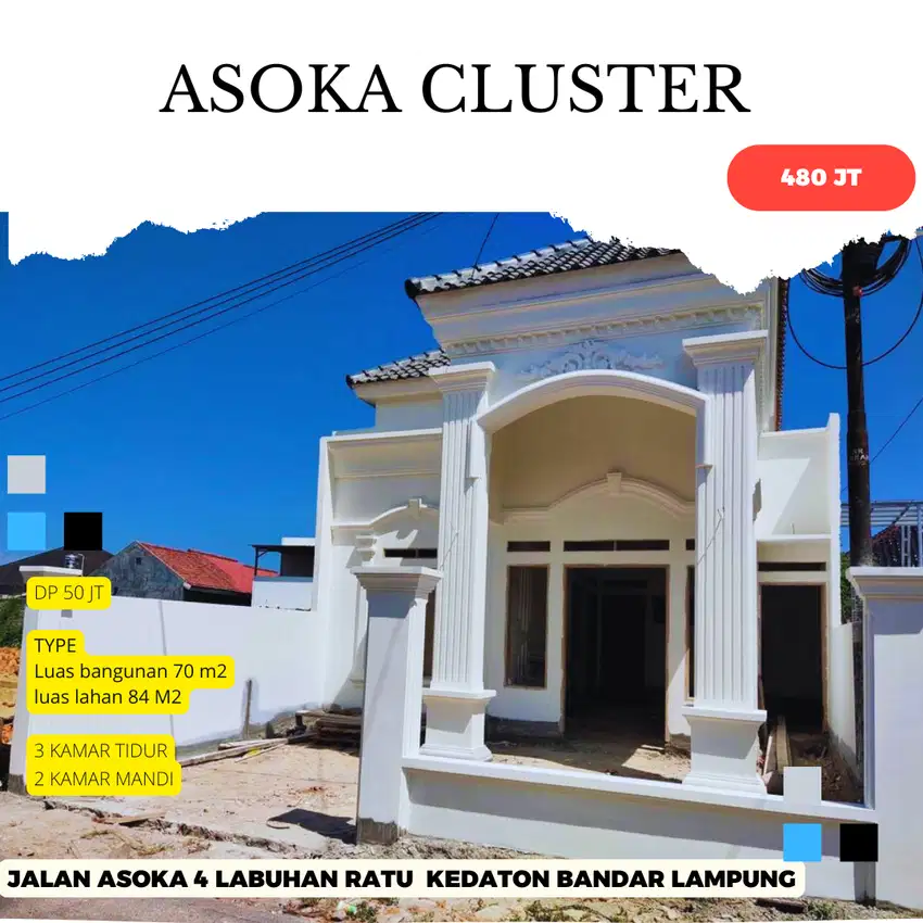 DI JUAL RUMAH MURAH TYPE 70 3 KAMAR DEKAT MALL MBK BANDAR LAMPUNG