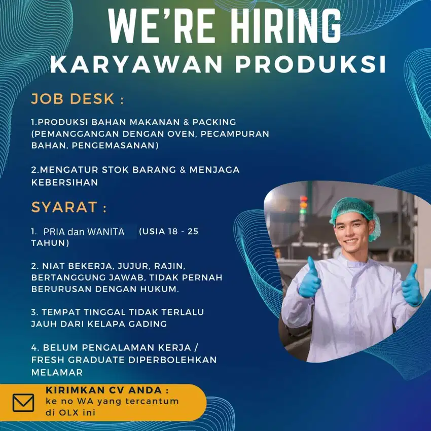 DIBUTUHKAN KARYAWAN PRODUKSI & PACKING DI KELAPA GADING - JAKARTA