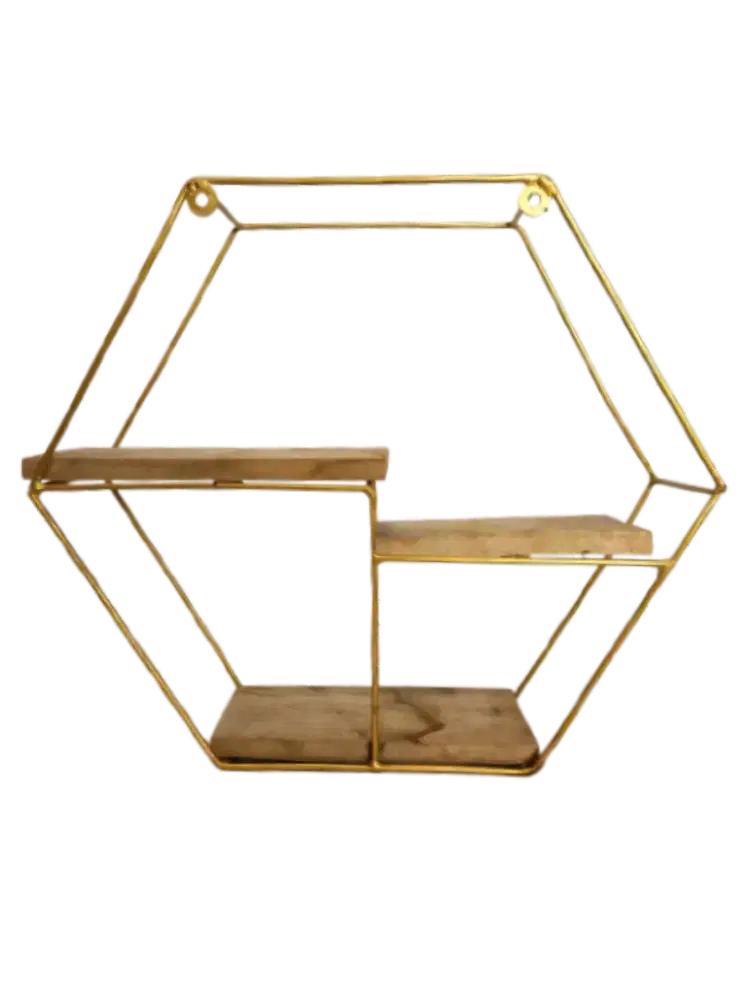 Rak Gantung Dekorasi Hiasan Dinding Pajangan Bingkai Foto Kayu Gold