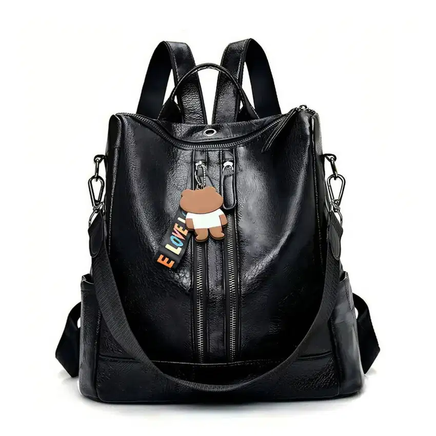 D-0022 Tas Ransel Backpack Wanita Sintetis Hitam