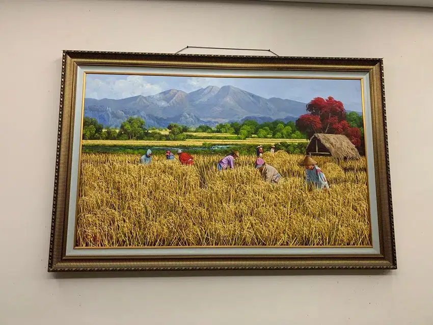 Lukisan kanvas Dodik Hartono Panen uk 230 x 160 cm