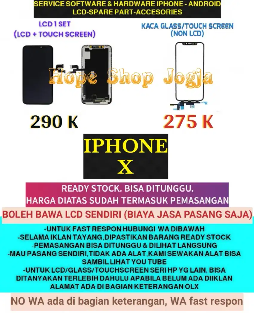 Service Iphone-Baterai/Touchscreen-LCD Iphone X