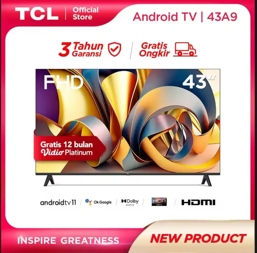 TV LED TCL 43Inch Android Smart TV FHD Baru dan Garansi Resmi