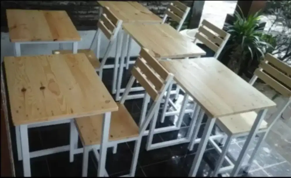 Meja kos kosan jati Belanda rangka besi (custom model)