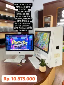 IMAC SLIM RETINA 4K 21 INC 2019 FULLSET.! SSD 512GB,SIAP PAKAI,GARANSI