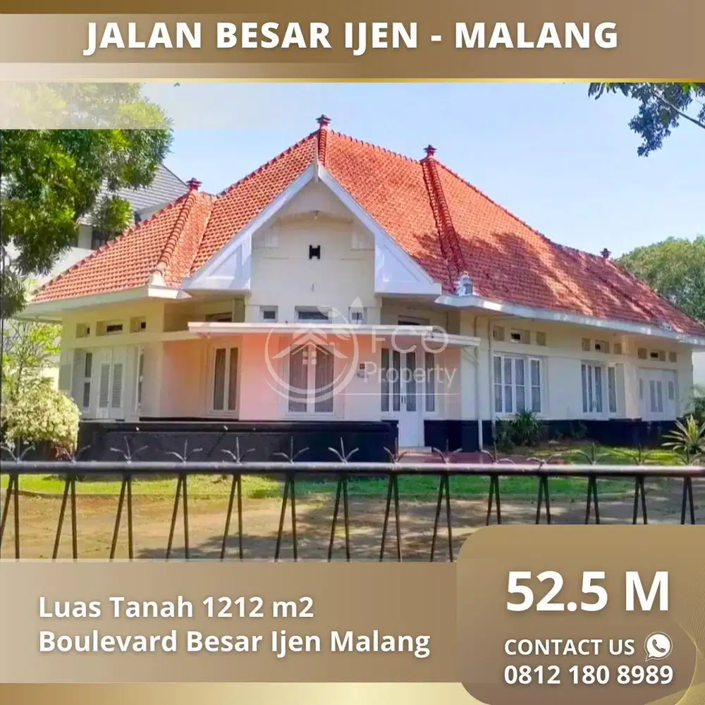 Rumah Kolonial Strategis Ijen Boulevard Malang Kota