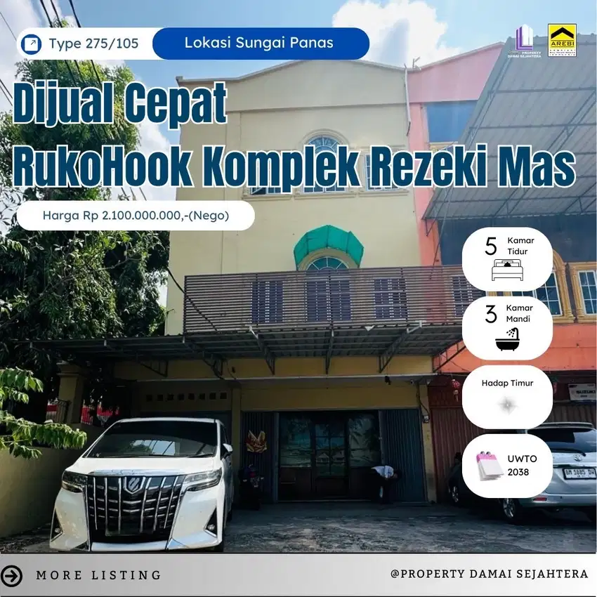 Dijual Ruko Hook Komplek Rezeki Mas Sungai Panas