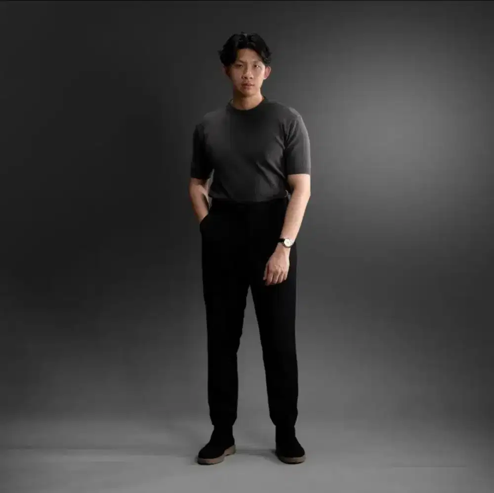 Ankle Pants Comfy Wear Celana Bahan Hitam Old Money