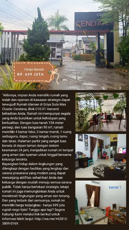 jual rumah murah di duta mas sukarami