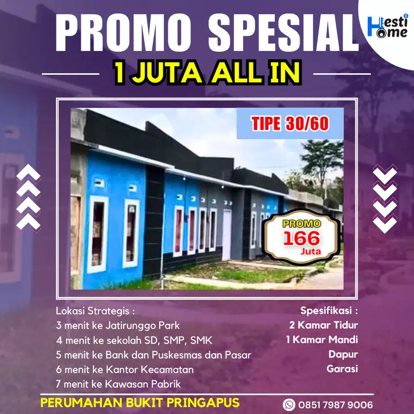 1 Juta Bisa Dapet Rumah Subsidi di Perumahan Bukit Pringapus Termurah