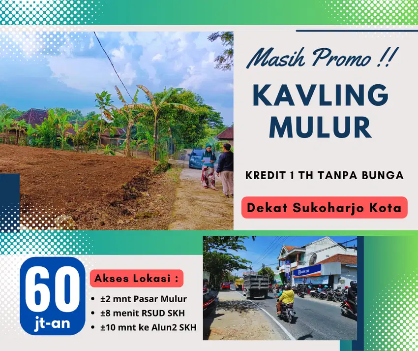 Kavling Murah Mulur Sukoharjo 60 jt-an/137 m2