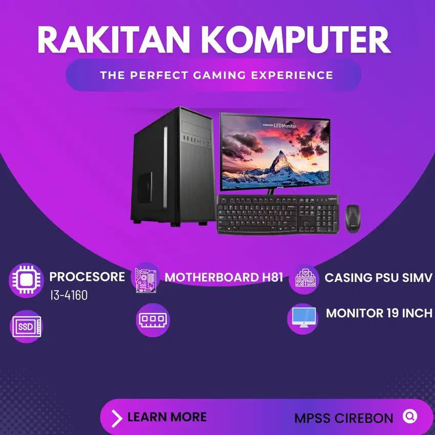 PAKET KOMPUTER PC RAKITAN CORE I3-4160 OFFICE /RAM/SSD/HDD 500GB 4GB