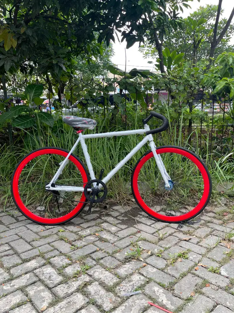 Sepeda Fixie Lokal Frame Putih