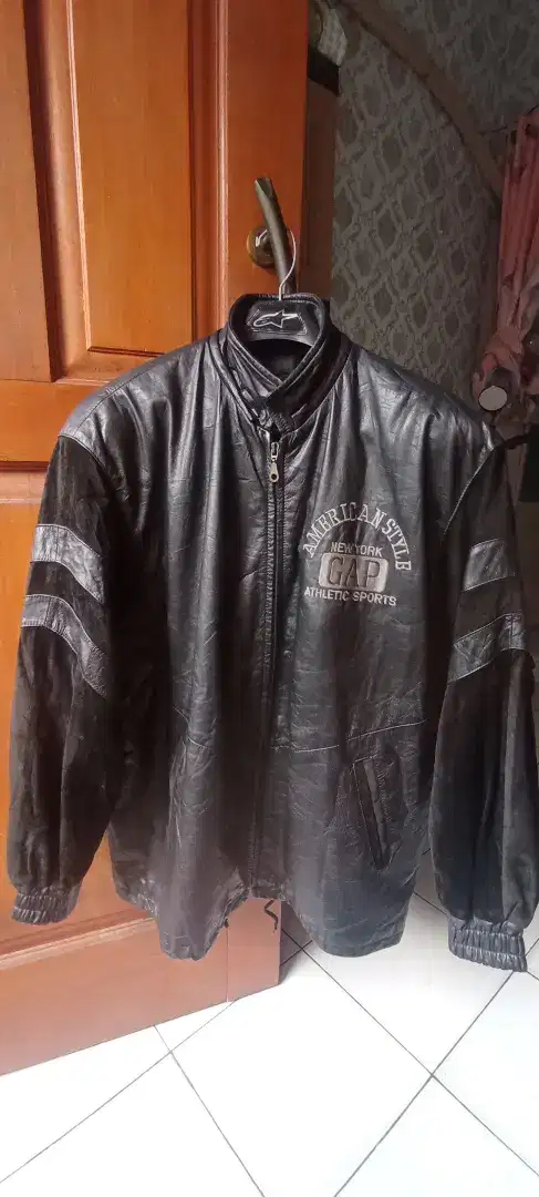 Jaket leather kulit asli GAP vintage clasic size L to XL