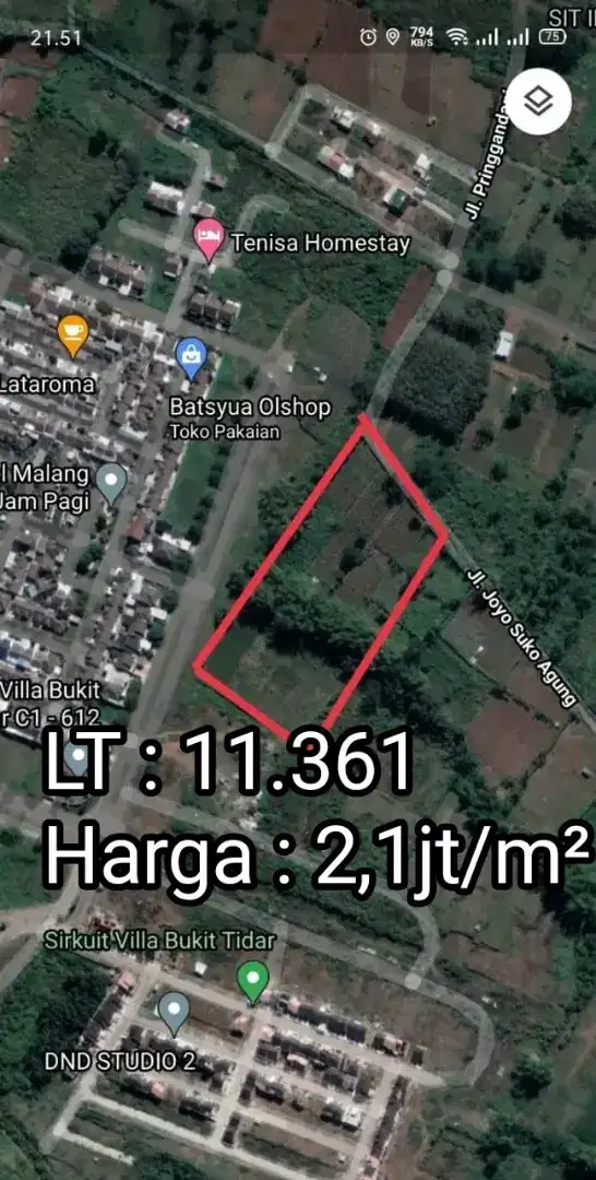 Dijual Cepat Tanah 1 Hektar Villa Bukit Tidar Kota Malang