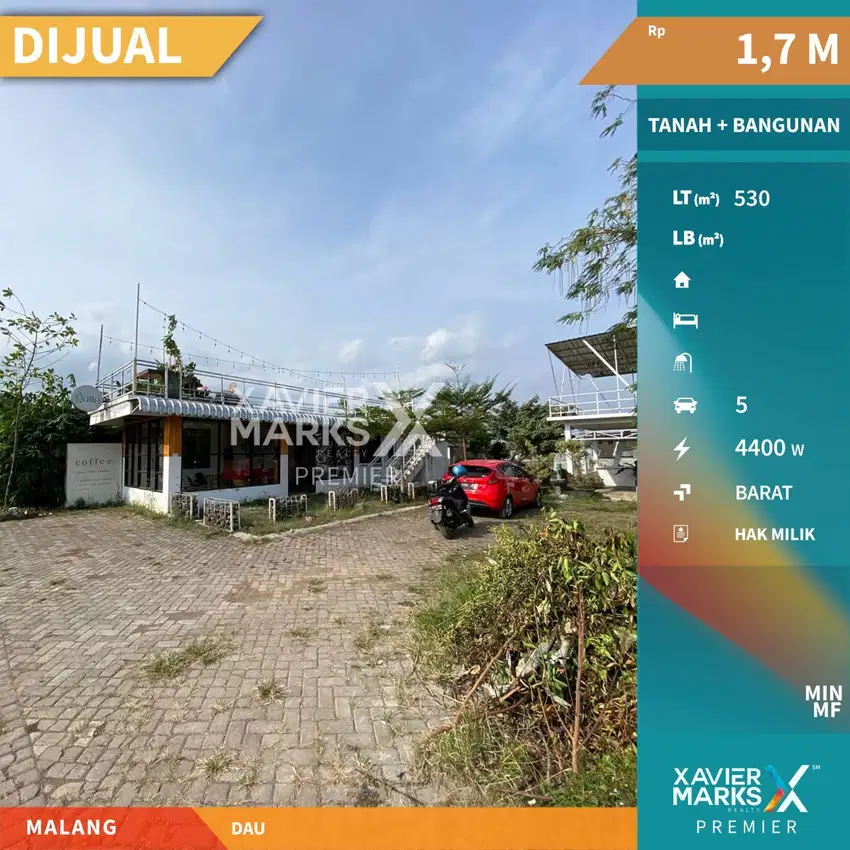 Dijual Rumah Usaha Hitung Tanah Bekas Cafe  Furnish di Dau Malang