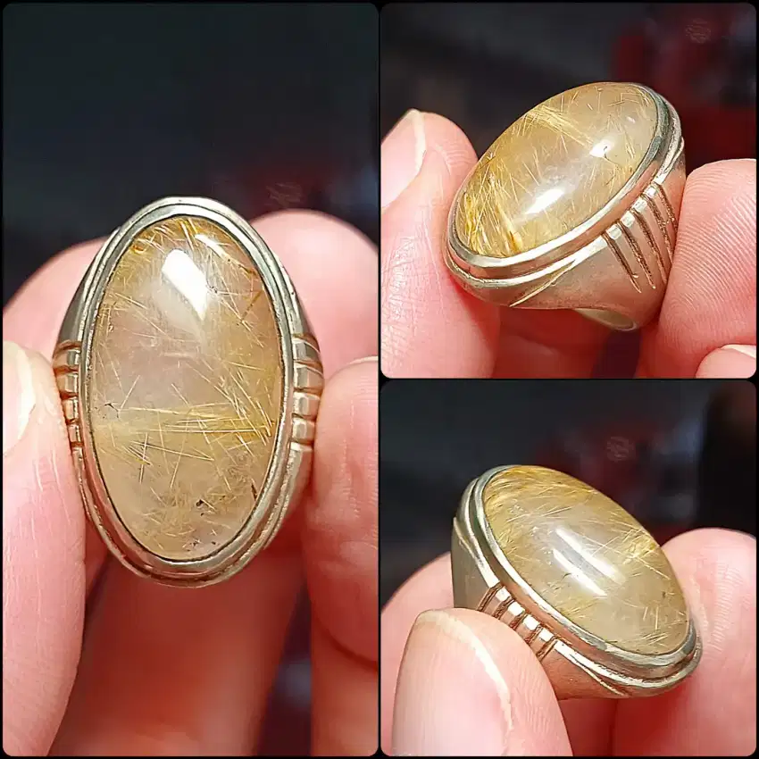 Kecubung Cendana Serat Emas Kalimantan HQ (Natural Rutilated Quartz)