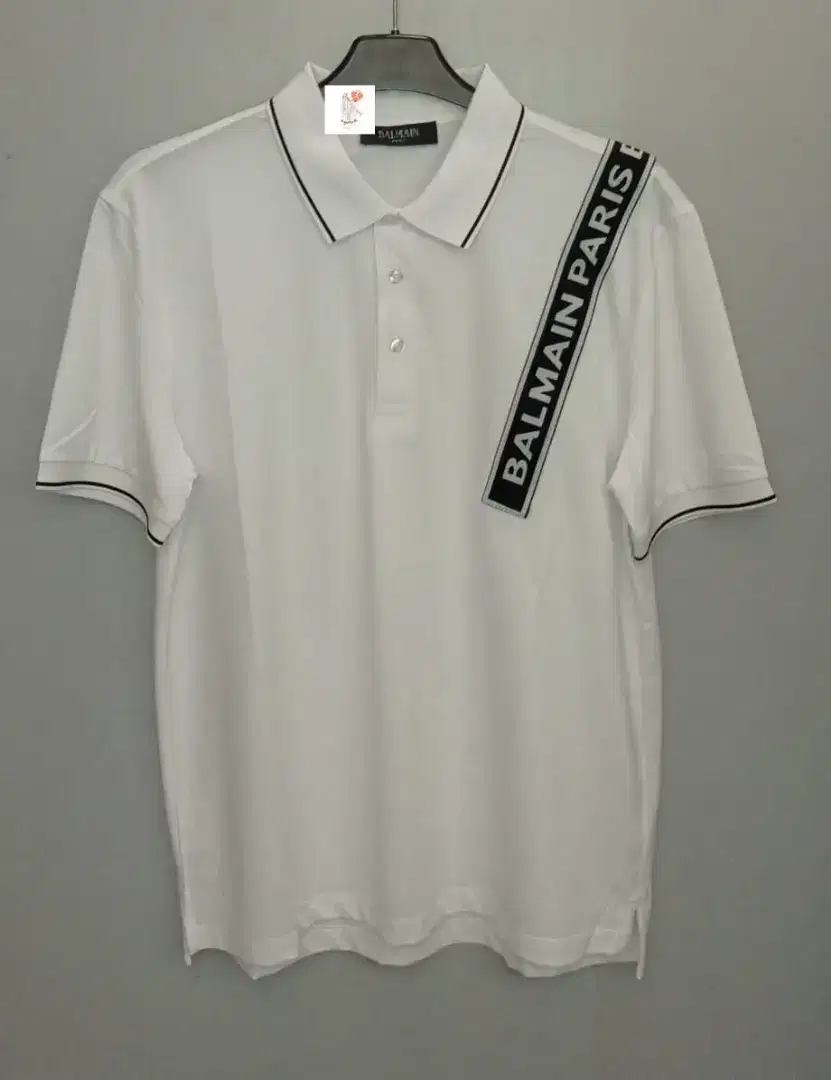 BALMAIN PARIS WHITE POLO SHIRT