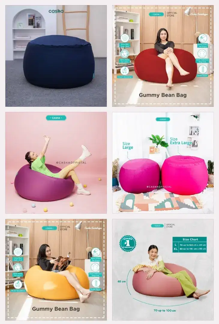 Ready bean bag dan isianya / butiran sterofom