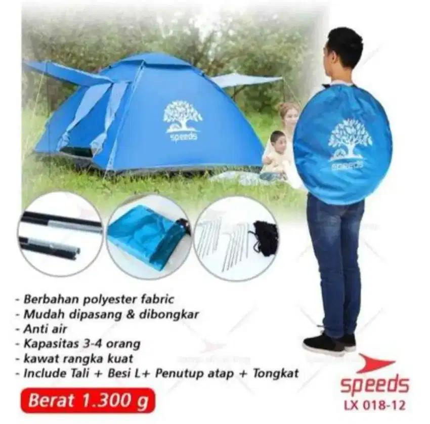 TENDA SPEEDS 1 PINTU 018-11 (KAPASITAS 3-4 ORANG)