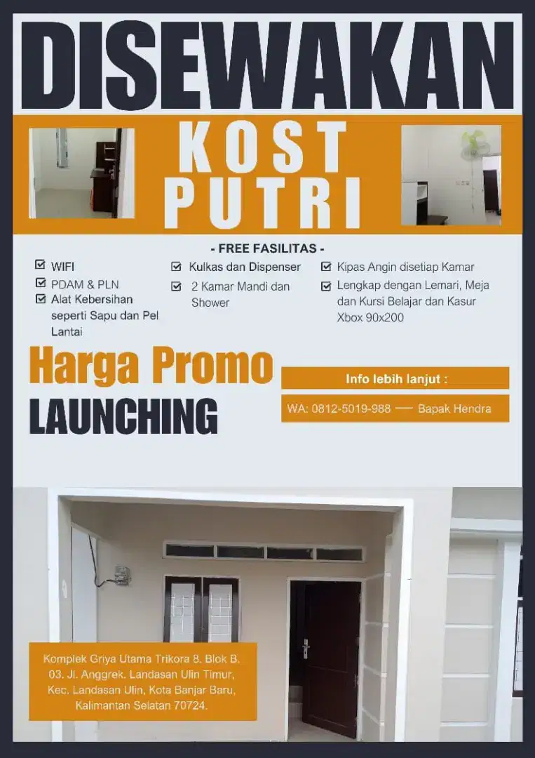 Disewakan kost Putri